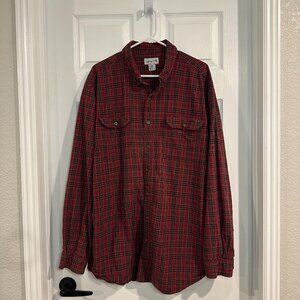 Carhartt Shirt Mens Red Plaid Long Sleeve Button Down Relaxed Fit Cotton 2XLT